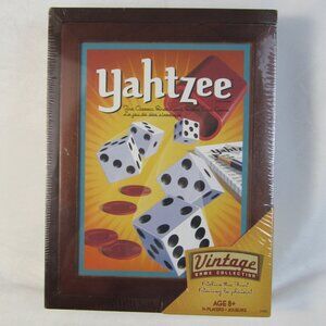 2011 Parker Brothers YAHTZEE Vintage Game Collection Wooden Bookshelf Edition